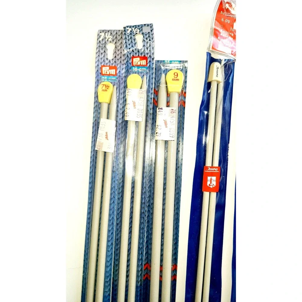 Vintage Prym Imra Knitting Needles Lot 7 Pairs 6mm 7.5mm 8mm 9mm 14 Inch 35cm